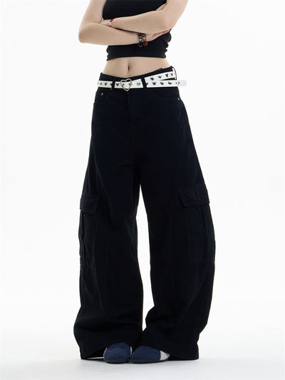 Pantalones Overol Cargo Mujer Cintura Alta Pierna Ancha Bolsillos Múltiples - Image 17