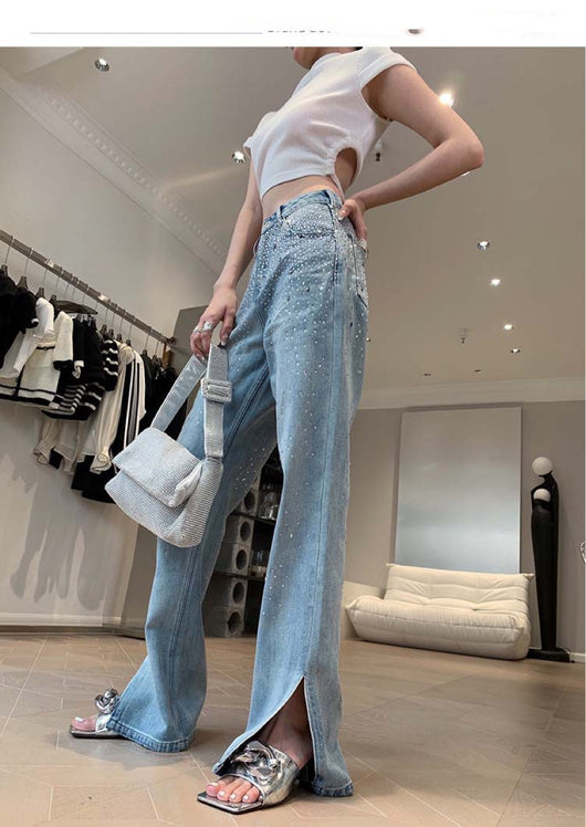Jeans Acampanados Cintura Alta con Strass para Mujer - Image 4