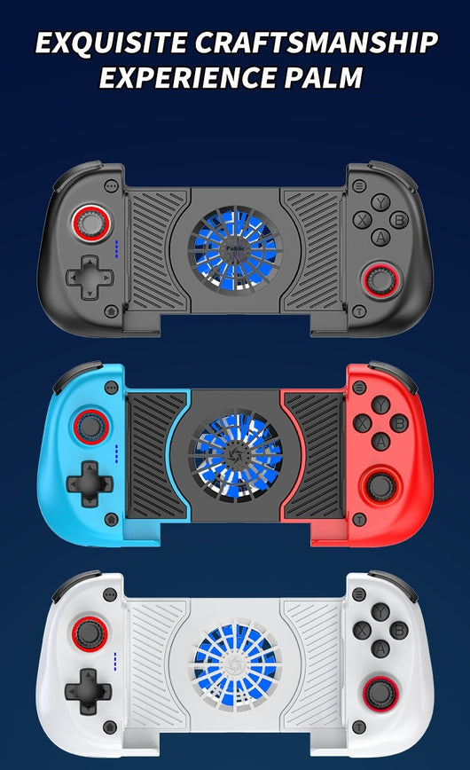 X3 stretching game controller with a blue left grip, red right grip, and a central cooling fan. - Image 15