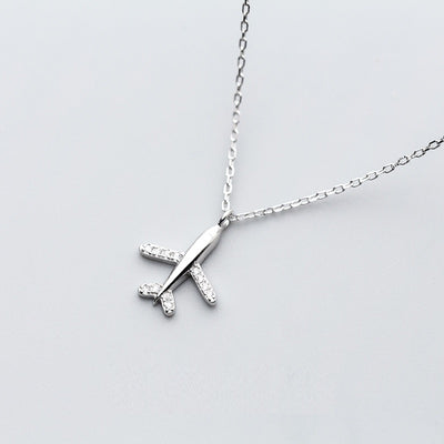 Collar de Plata S925 con Diamantes y Dije de Avión - Image 6