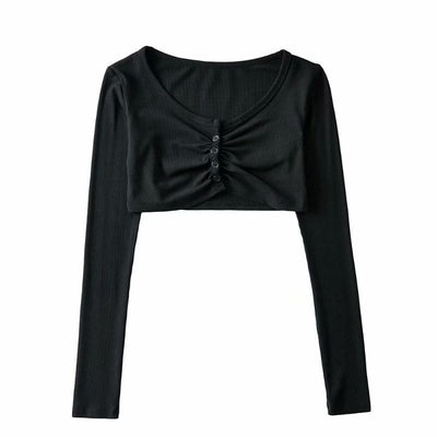 Sudadera Corta Cuello Redondo Manga Larga para Mujer - Estilo Otoño - Image 8