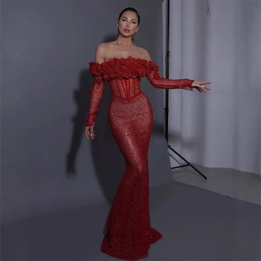 Vestido Largo Ajustado con Lentejuelas para Mujer