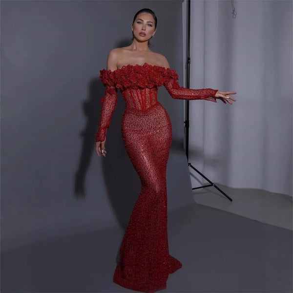 Vestido Largo Ajustado con Lentejuelas para Mujer