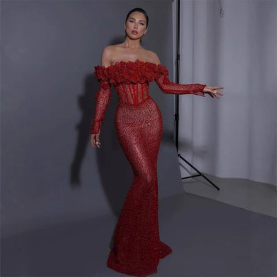 Vestido Largo Ajustado con Lentejuelas para Mujer
