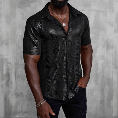 Camisa Casual Retro para Hombre con Cuello Solapa