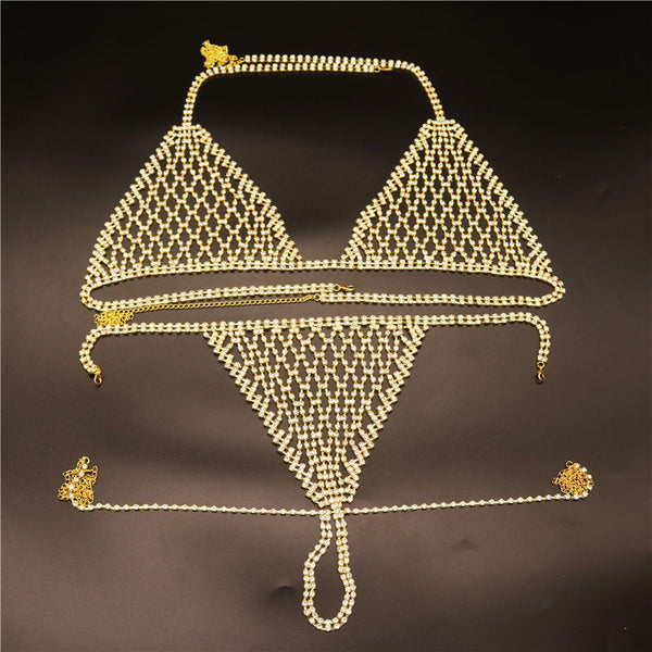 Conjunto de Corpiño y Braguita con Detalles de Cristales
