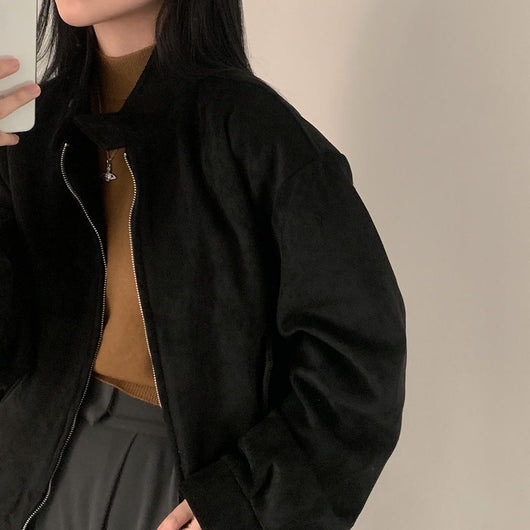 Abrigo Retro de Ante Cálido con Doble Cierre - Perfecto para Otoño Invierno - Image 4