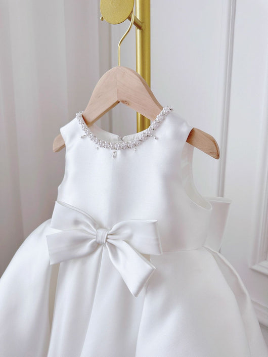 Conjunto de Dos Piezas Estilo Coreano para Niña - Vestido Blanco Clásico - Image 9
