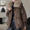 Abrigo Acolchado de Plumón con Cuello de Piel para Mujer - Chaqueta Corta Térmica Invierno