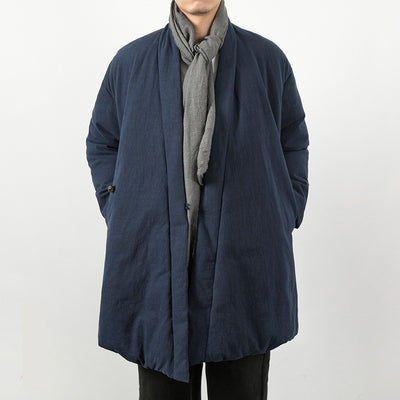 Chaqueta Acolchada Estilo Chino de Algodón y Lino para Hombre - Image 3