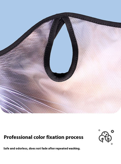 Yellow cat face ice silk neck gaiter with ear loops, designed for sun protection during outdoor sports like cycling. - Image 23