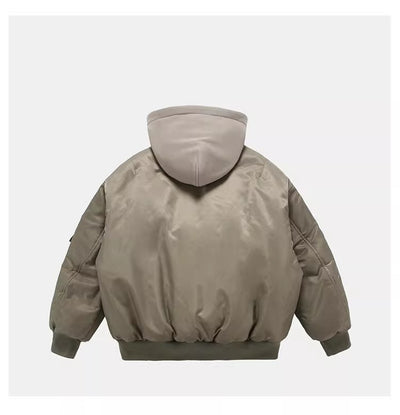 Chaqueta de Vuelo Acolchada Negra con Capucha - Diseño Dos Piezas - Image 8