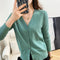 Cardigan Corto Cuello V para Mujer - Suéter Exterior Versátil