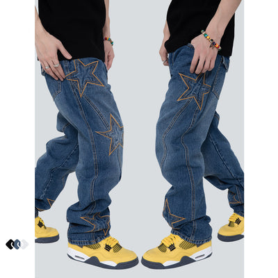 Jeans Rectos Vintage Lavado Buffalo con Bordado para Hombre y Mujer - Image 3