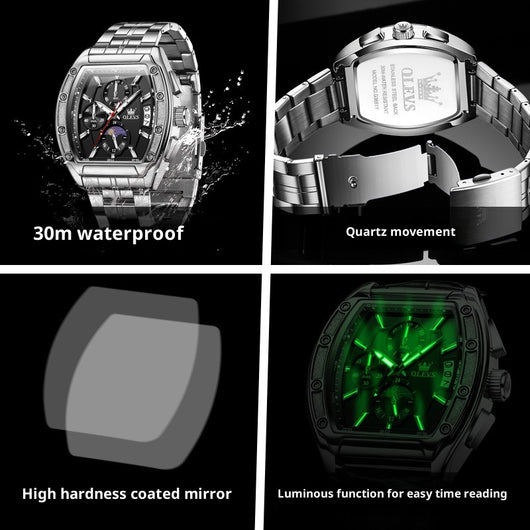 Reloj de Hombre con Correa de Acero y Esfera Luminosa - Image 2