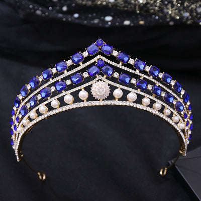 Conjunto de Joyería Nupcial Corona Barroca de Aleación con Zirconia y Pedrería - Image 5