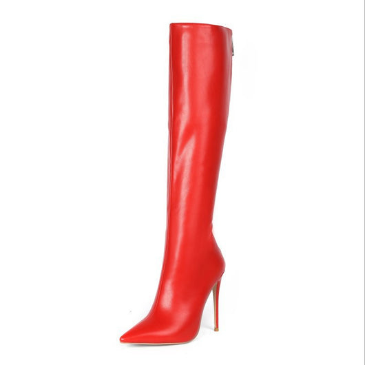 Tacones Altos Stiletto Charol Rojo y Azul Royal - Estilo Europeo Elegante - Image 8