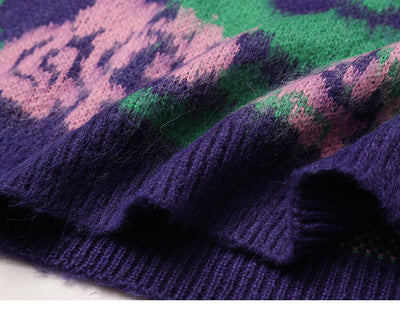 Suéter Pullover para Mujer con Cuello Redondo y Jacquard Floral Bicolor - Image 17