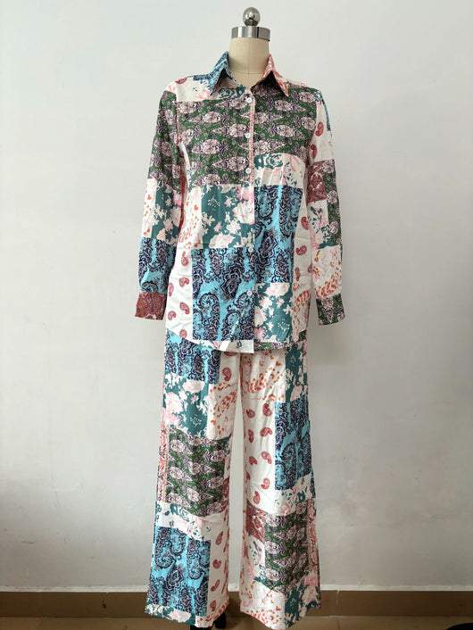 Conjunto Estampado Europeo Americano: Blusa Manga Larga y Pantalón para Mujer - Image 16
