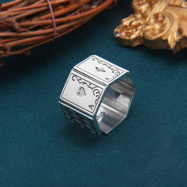 Anillo de Plata Esterlina 925 Cuadrado Brillante para Hombre