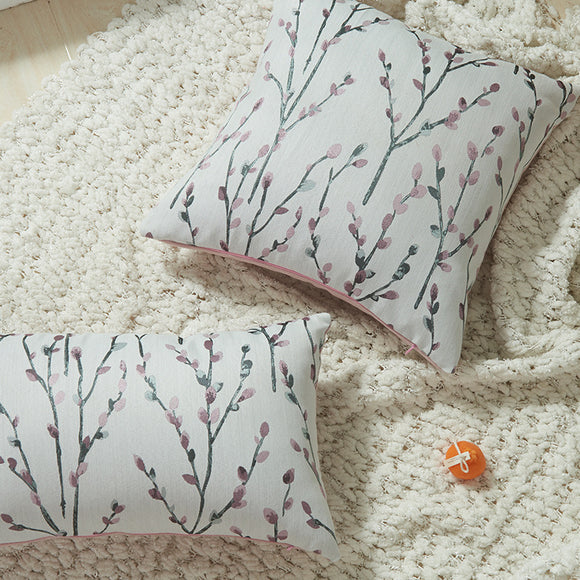 Funda de Almohada Floral con Hojas y Plantas