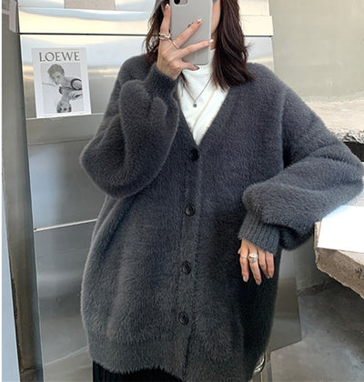 Abrigo Sweater de Piel de Visón Artificial Estilo Coreano para Mujer - Image 28