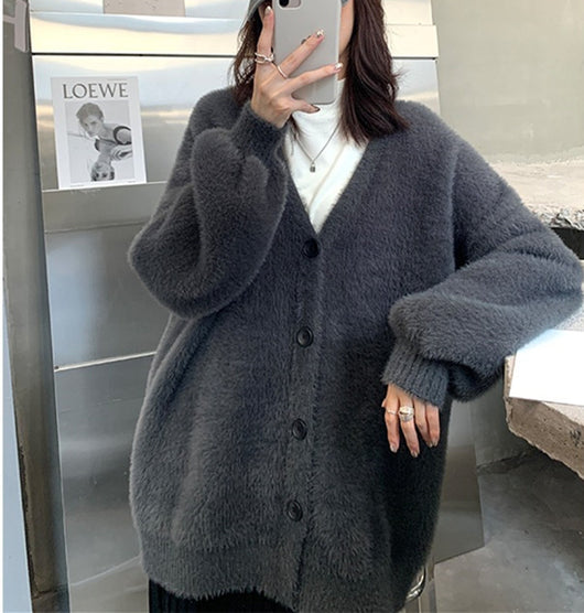 Abrigo Sweater de Piel de Visón Artificial Estilo Coreano para Mujer - Image 28