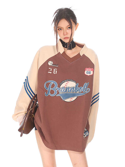 Sudadera Universitaria Vintage Estilo Deportes Americanos Cuello V Mujer - Image 5