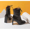 Botas de Tacón con Cordones Frontales - Estilo Europeo y Americano para Mujer
