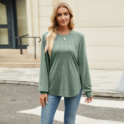 Camiseta Holgada de Cuello Redondo y Manga Larga para Mujer - Image 11