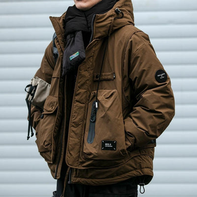Chaqueta Acolchada de Trabajo Impermeable con Capucha y Múltiples Bolsillos