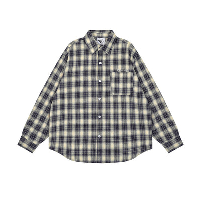 Camisa Cuadriculada Holgada de Manga Larga para Hombre - Image 15