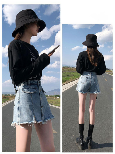 Falda Denim Retro Línea A Media Pierna - Image 11