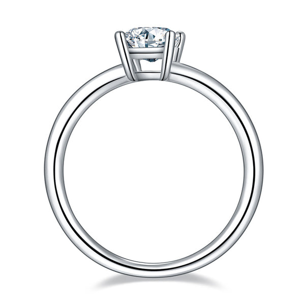 Anillo de Moissanita Rectangular Plata 925 con Baño de Platino para Mujer