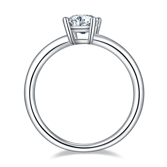 Anillo de Moissanita Rectangular Plata 925 con Baño de Platino para Mujer
