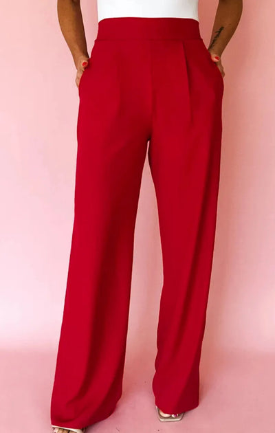 Pantalón Recto Cintura Alta Elástica con Pliegues Delanteros - Image 10
