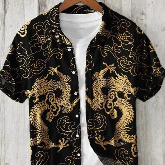 Camisa Casual Holgada para Hombre con Estampado y Botones - Image 2