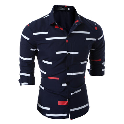 Camisa Estampada Geométrica Primavera para Hombre - Diseño Moderno - Image 7