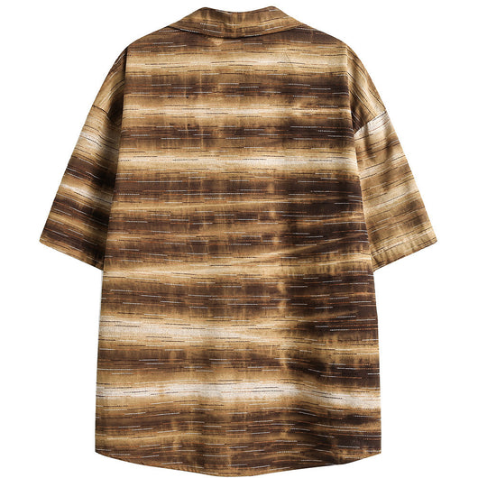 Camisa de Manga Corta con Rayas Degradadas para Hombre - Image 25