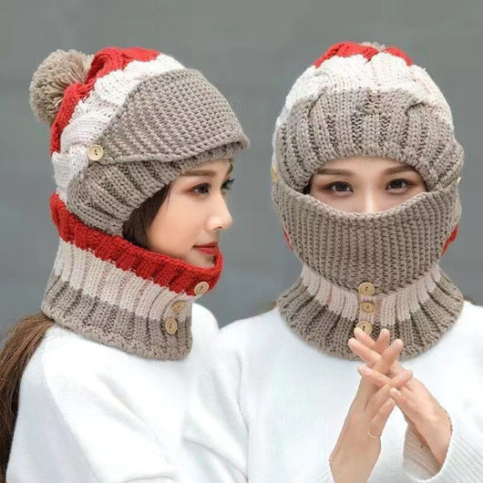 Gorro Femenino Otoño Invierno con Babero Integrado - Image 3