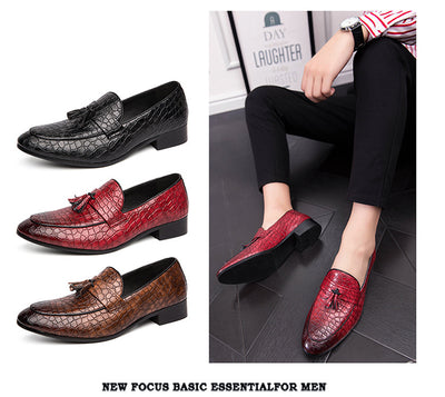 Zapatos de Cuero Elegantes Transpirables con Punta Afilada y Borlas para Hombre - Image 9