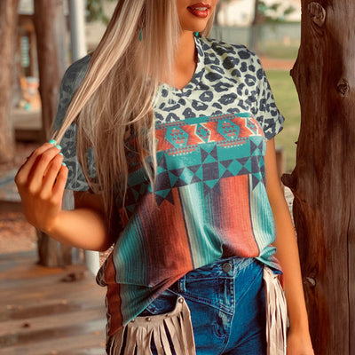 Camiseta Estampado Leopardo Manga Corta para Mujer - Image 5