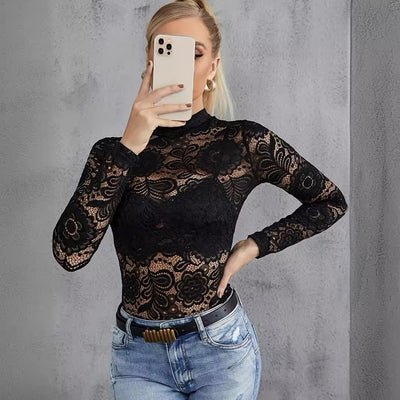 Blusa de Encaje Manga Larga Reductora Versátil - Image 3