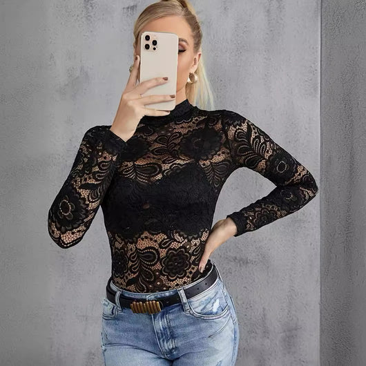 Blusa de Encaje Manga Larga Reductora Versátil - Image 3