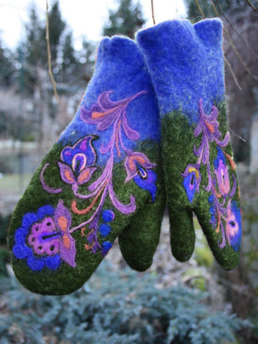 Guantes Invierno Mujer Acolchados con Bordado y Bloques de Color - Image 15