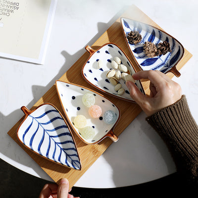 Juego de Platos para Botanas con Diseño Floral Japonés Pintado a Mano