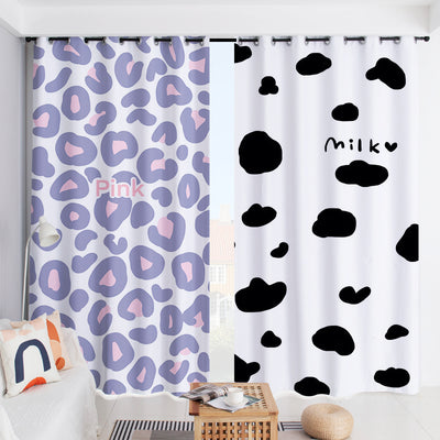 White curtain with a repeating pattern of black outline cartoon faces, featuring grommet top for easy hanging. - Image 9