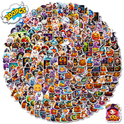 A large collection of colorful Halloween graffiti stickers featuring pumpkins, witches, ghosts, and other spooky characters. - Image 4