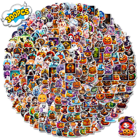 A large collection of colorful Halloween graffiti stickers featuring pumpkins, witches, ghosts, and other spooky characters. - Image 4