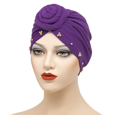 Bandana Sombrero Floral con Base de Placa Perlas para Mujer - Image 29